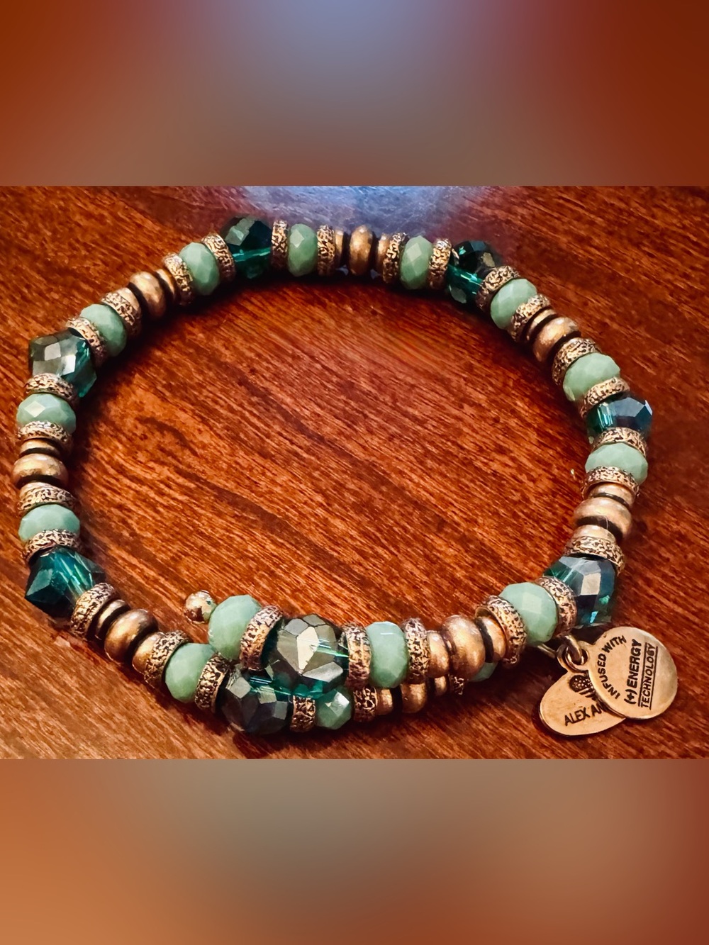 Alex and Ani Bracelet Wrap Bracelet in Turquoise and Gold - Picture 2 of 8